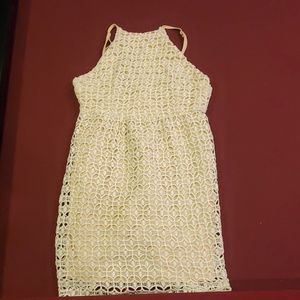 Tan & white lace dress